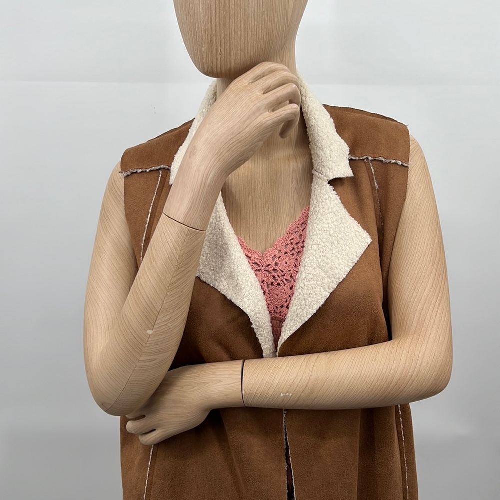 🆕Hem & Thread-Anthro Sherpa Faux Shearling Lined Long Vest Coat Western Wear - Picture 9 of 13